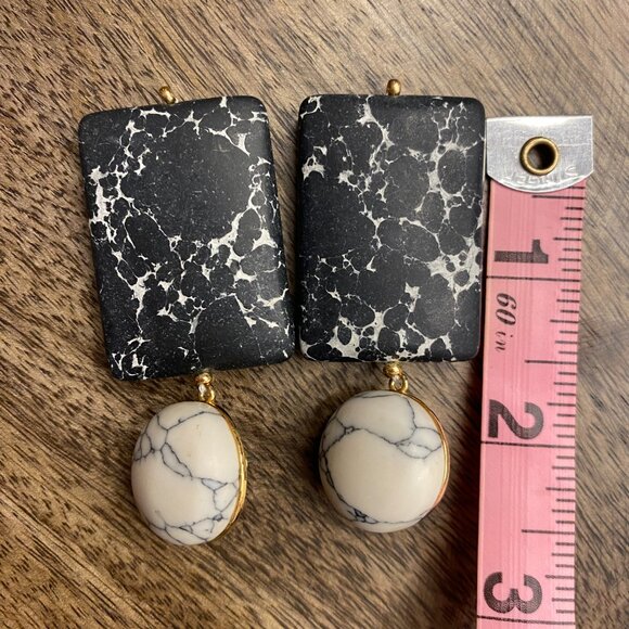 Lele Sadoughi Keepsake Boulder Drop Earrings Black and White - Picture 3 of 3